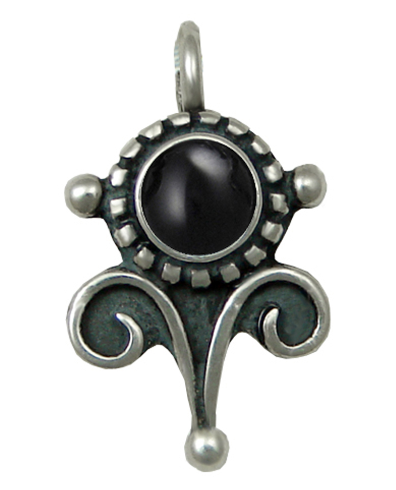 Sterling Silver Little Black Onyx Pendant Necklace